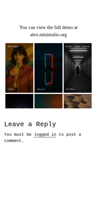 Мобильный вид — Minimalist Photography Portfolio