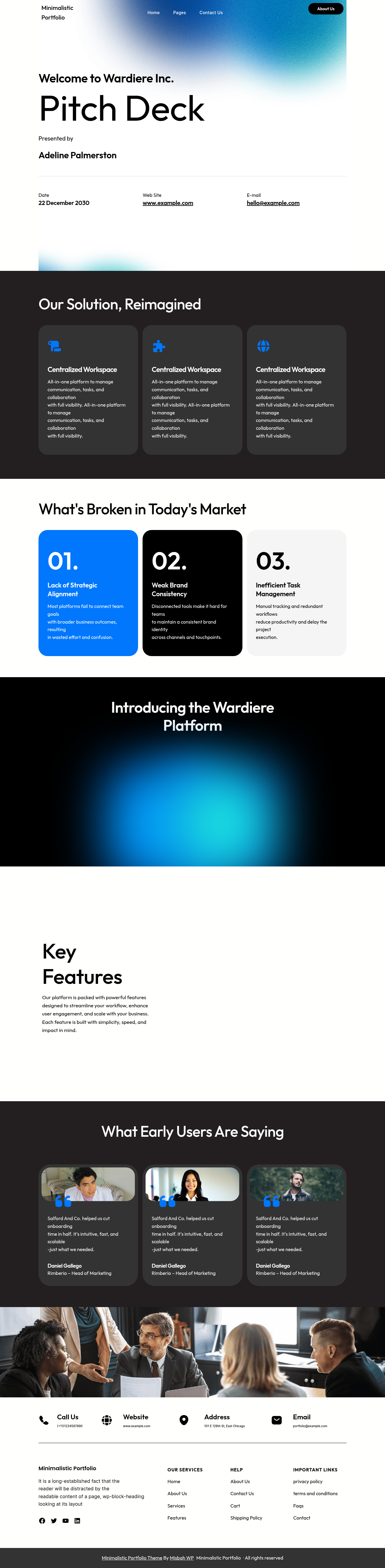 Десктоп (ниже) — Minimalistic Portfolio