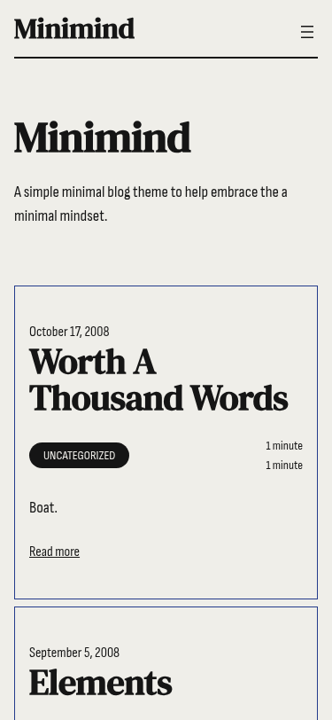 Мобильный вид — Minimind