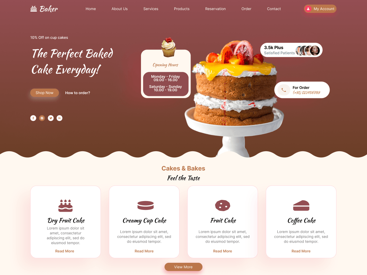 WordPress тема Modern Bakery Shop