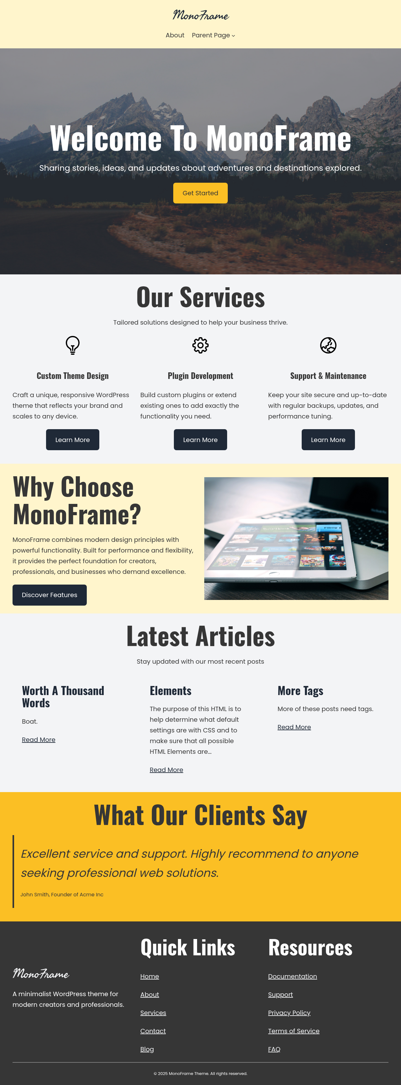Десктоп (ниже) — MonoFrame