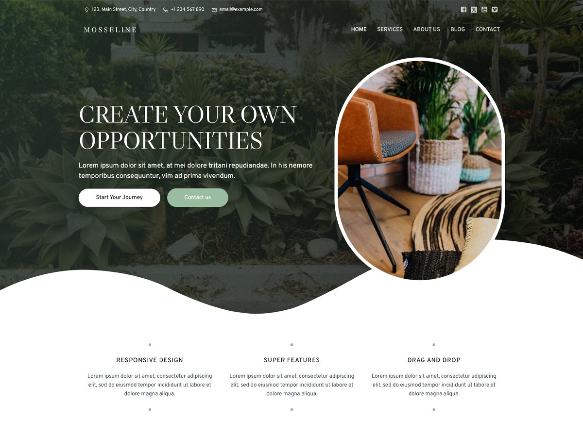 WordPress тема Mosseline