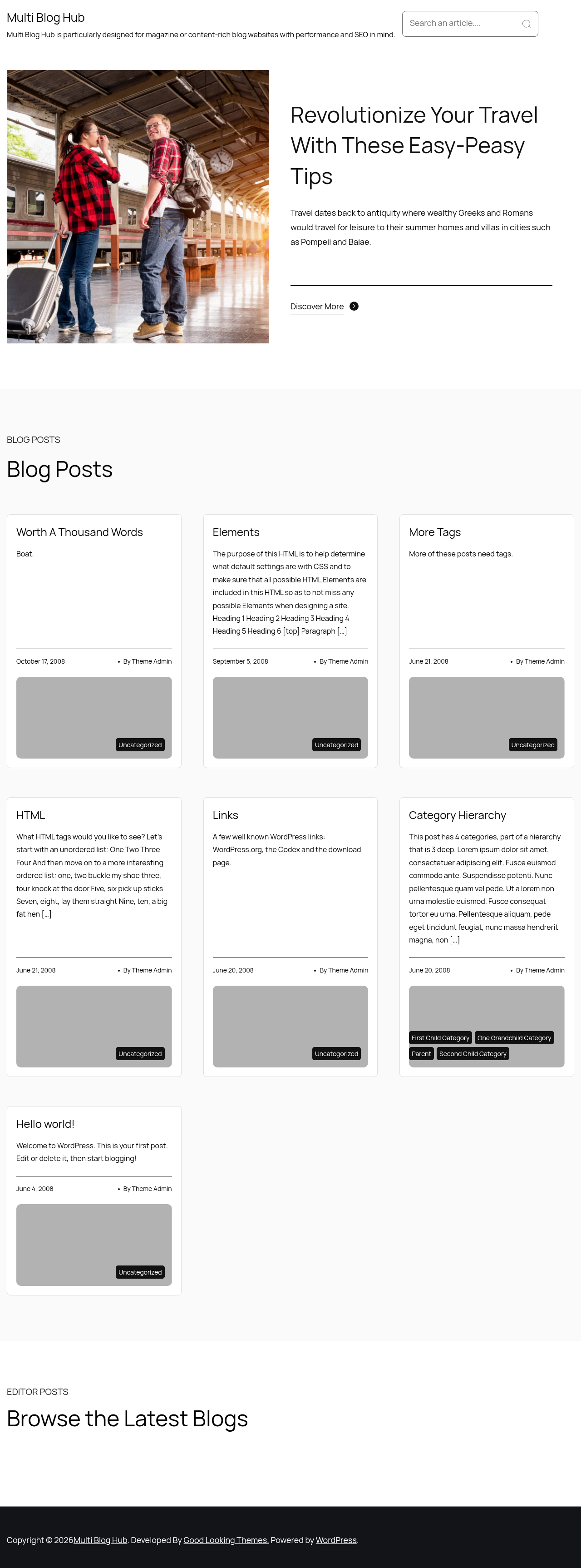 Десктоп (ниже) — Multi Blog Hub