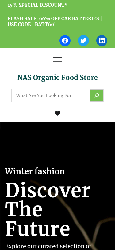 Мобильный вид — NAS Organic Food Store