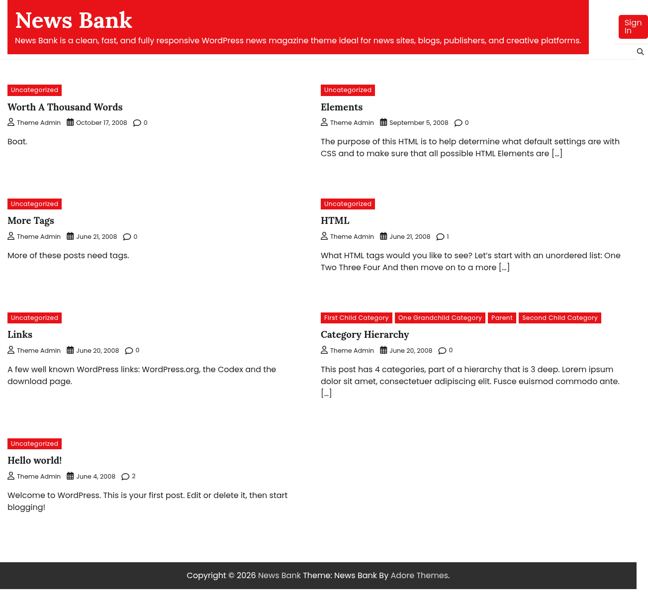 Десктоп (ниже) — News Bank