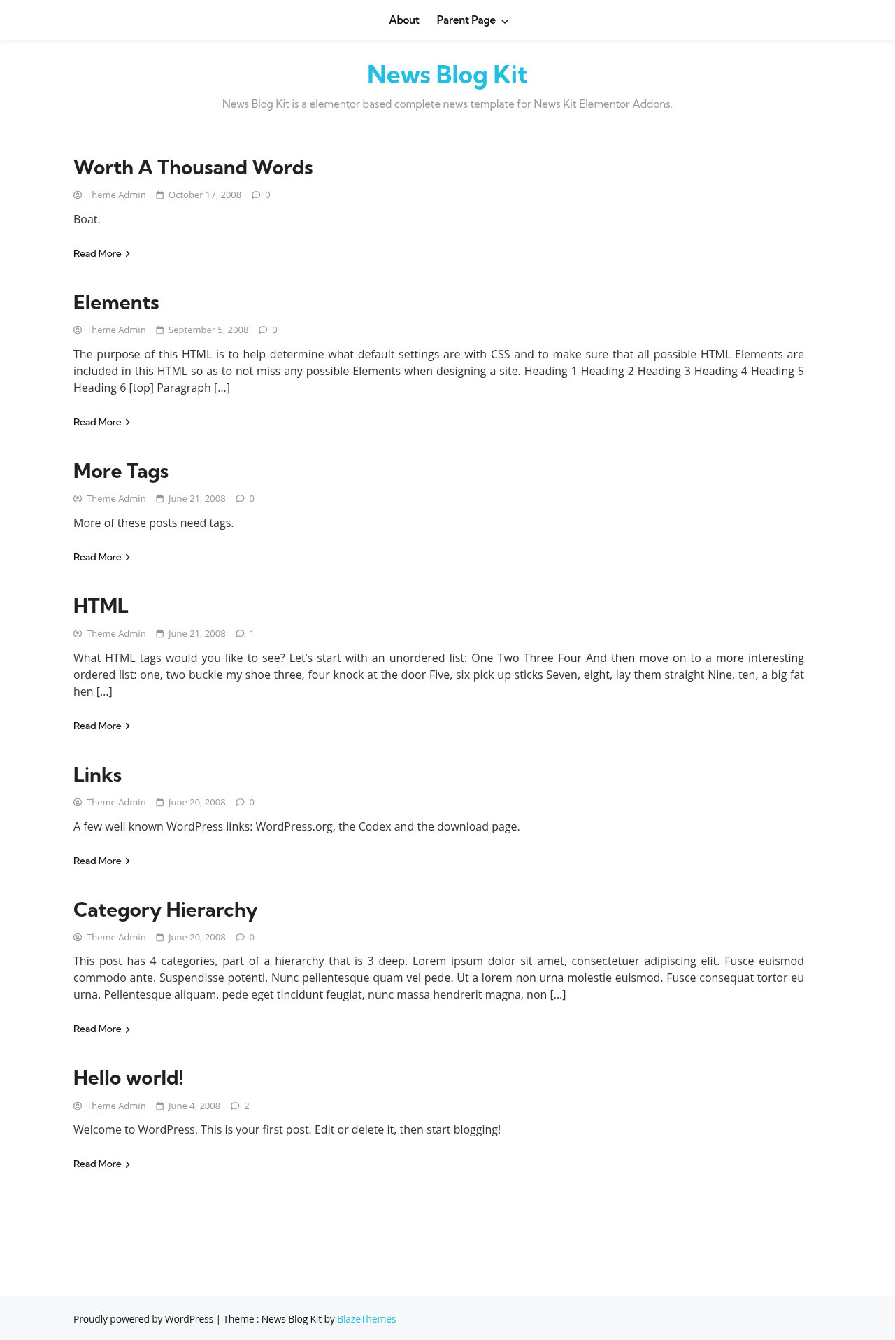 Десктоп (ниже) — News Blog Kit