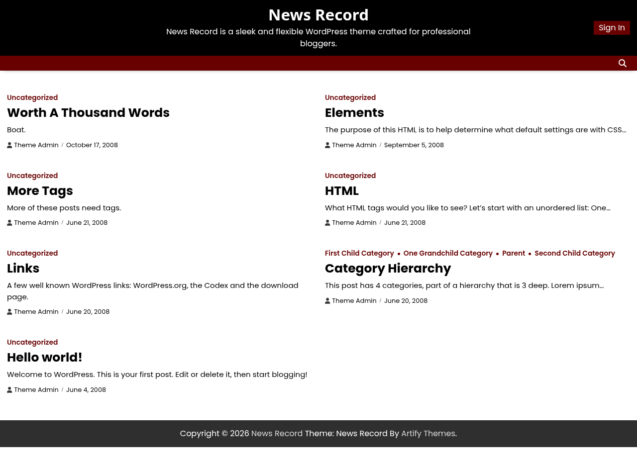 Десктоп (ниже) — News Record