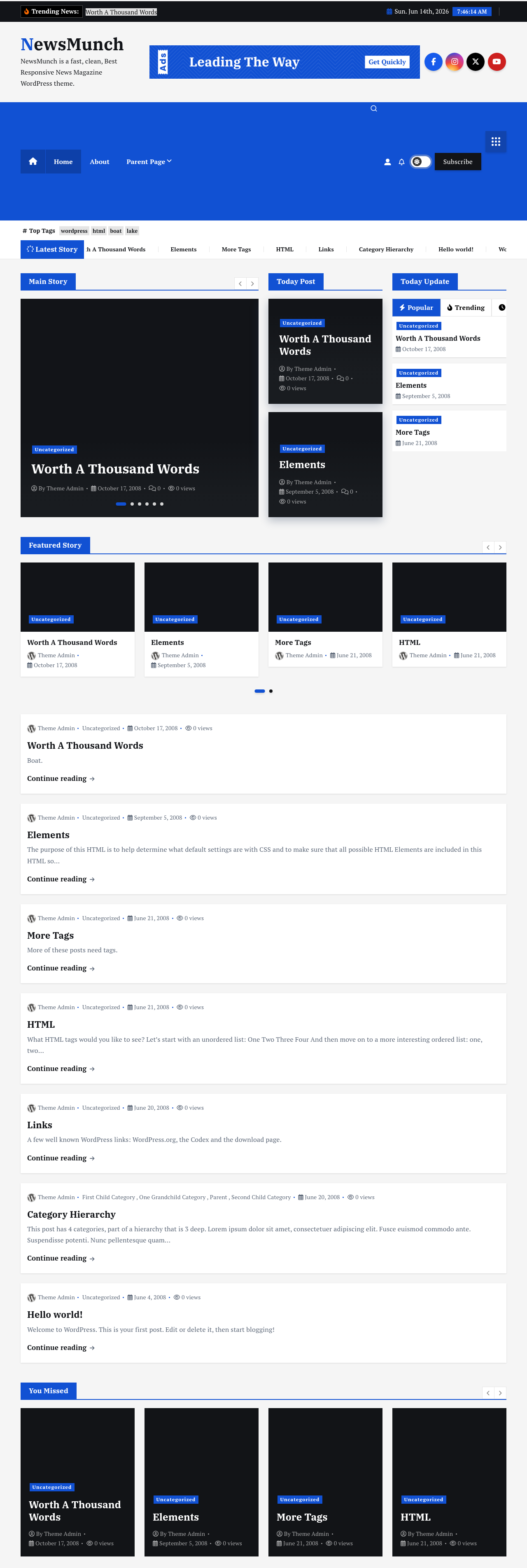 Десктоп (ниже) — NewsMunch