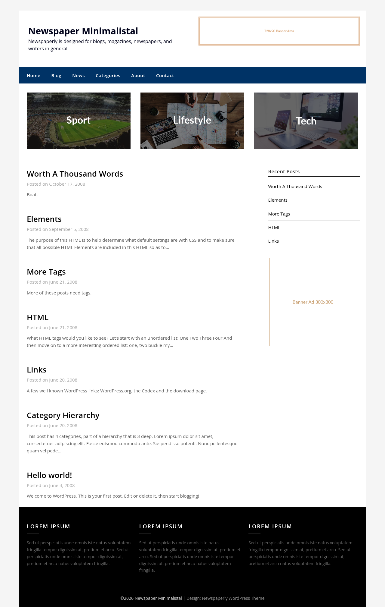 Десктоп (ниже) — Newspaper Minimalistal