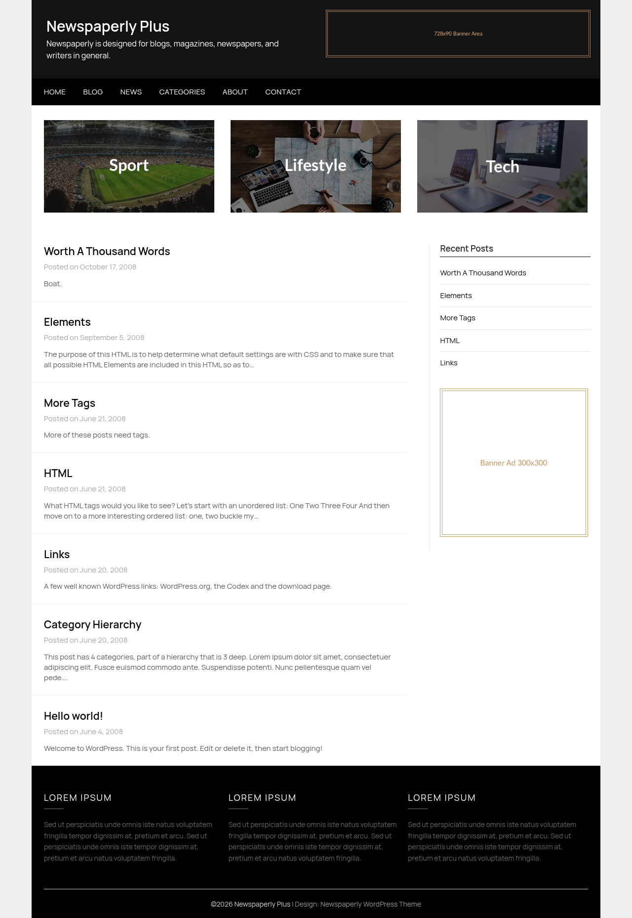 Десктоп (ниже) — Newspaperly Plus