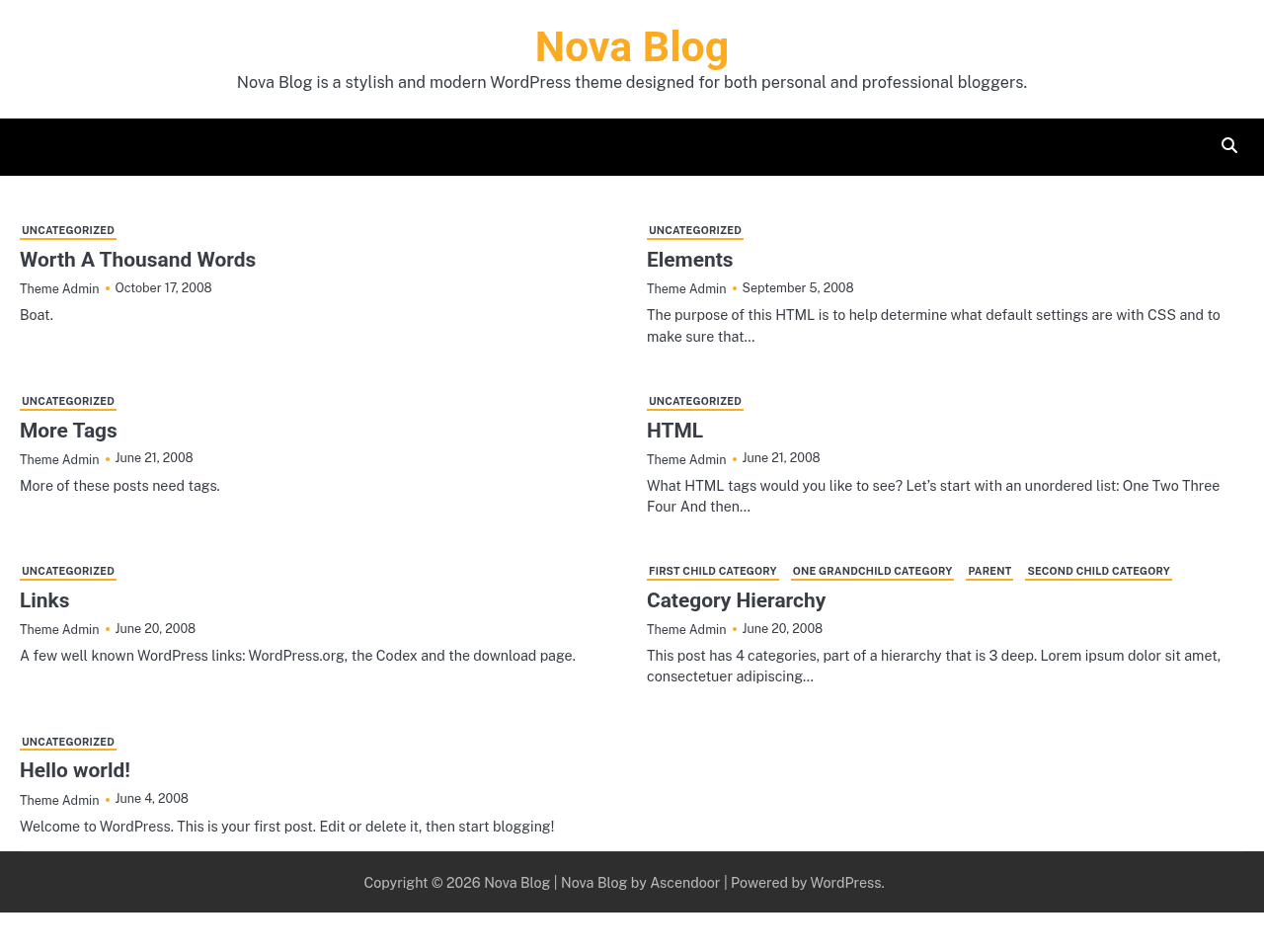 Десктоп (ниже) — Nova Blog