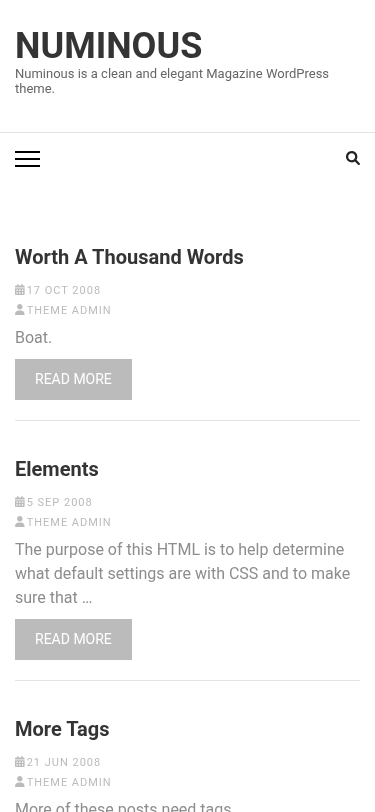 Мобильный вид — Numinous