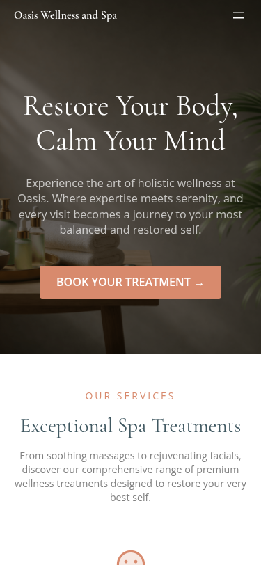 Мобильный вид — Oasis Wellness and Spa