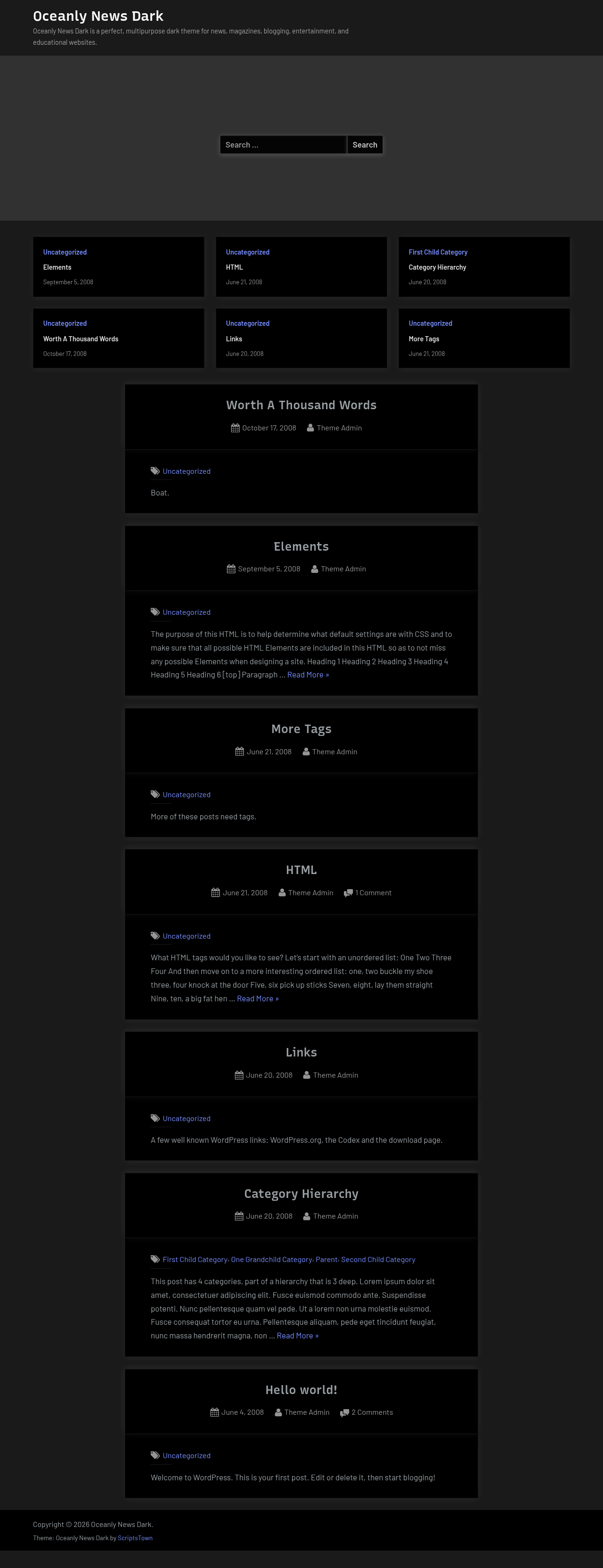 Десктоп (ниже) — Oceanly News Dark