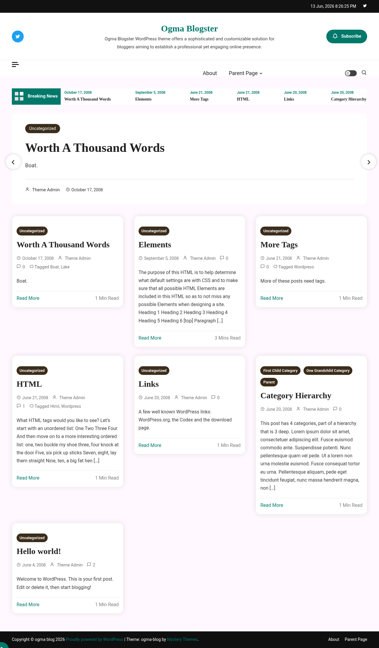 Десктоп (ниже) — Ogma Blogster
