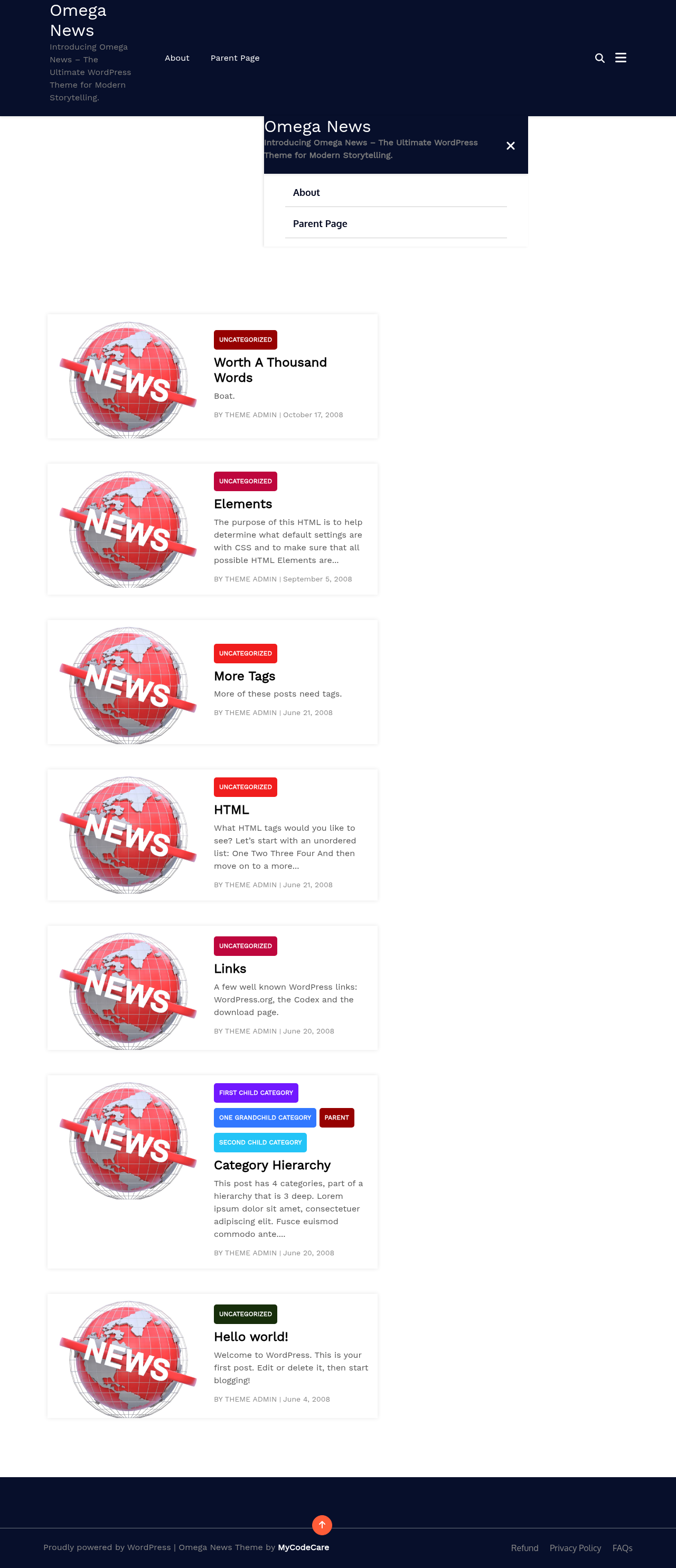 Десктоп (ниже) — Omega News