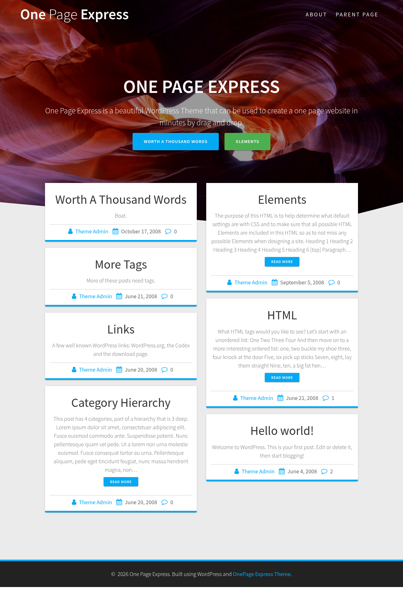Десктоп (ниже) — One Page Express