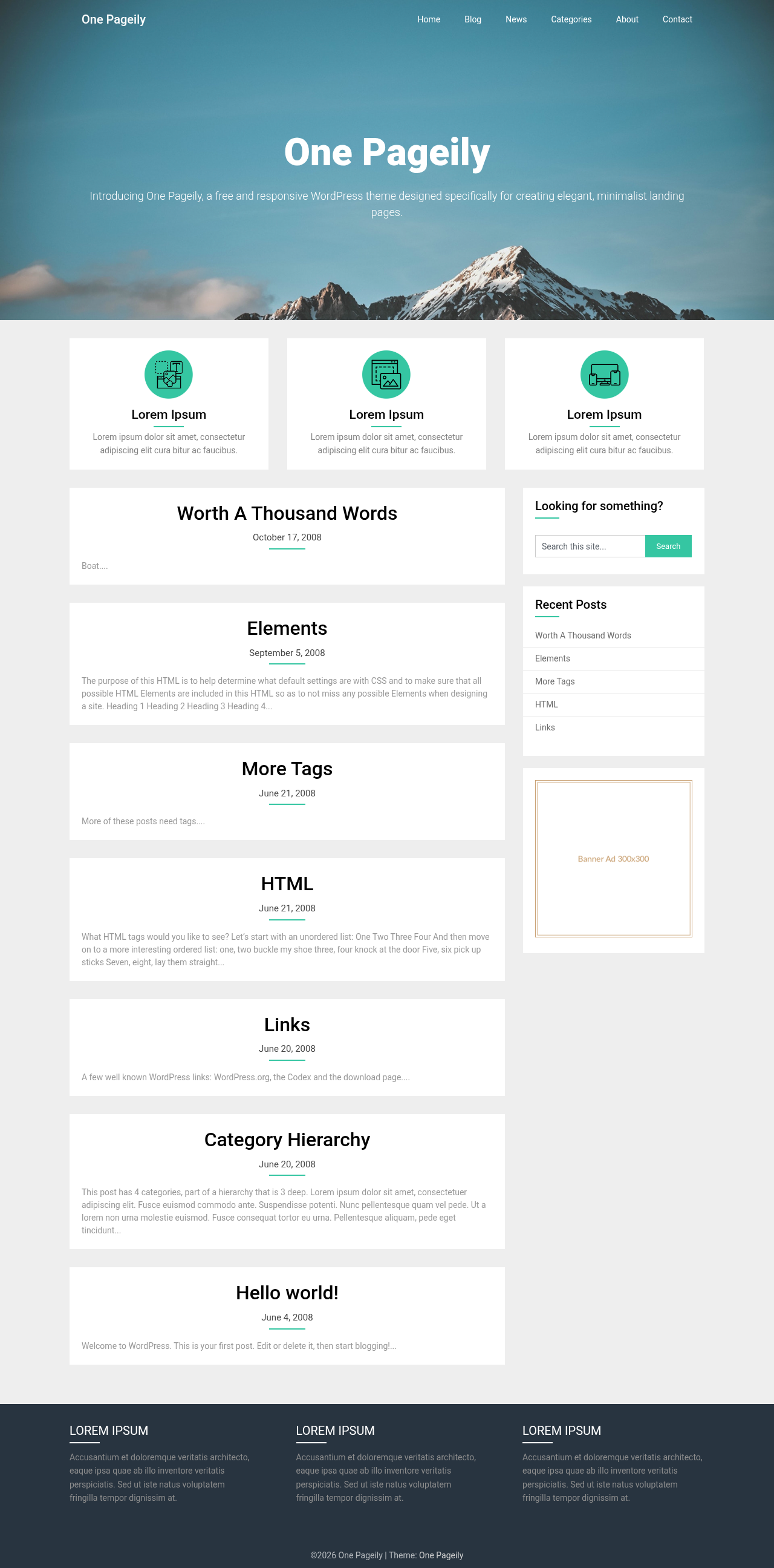 Десктоп (ниже) — One Pageily