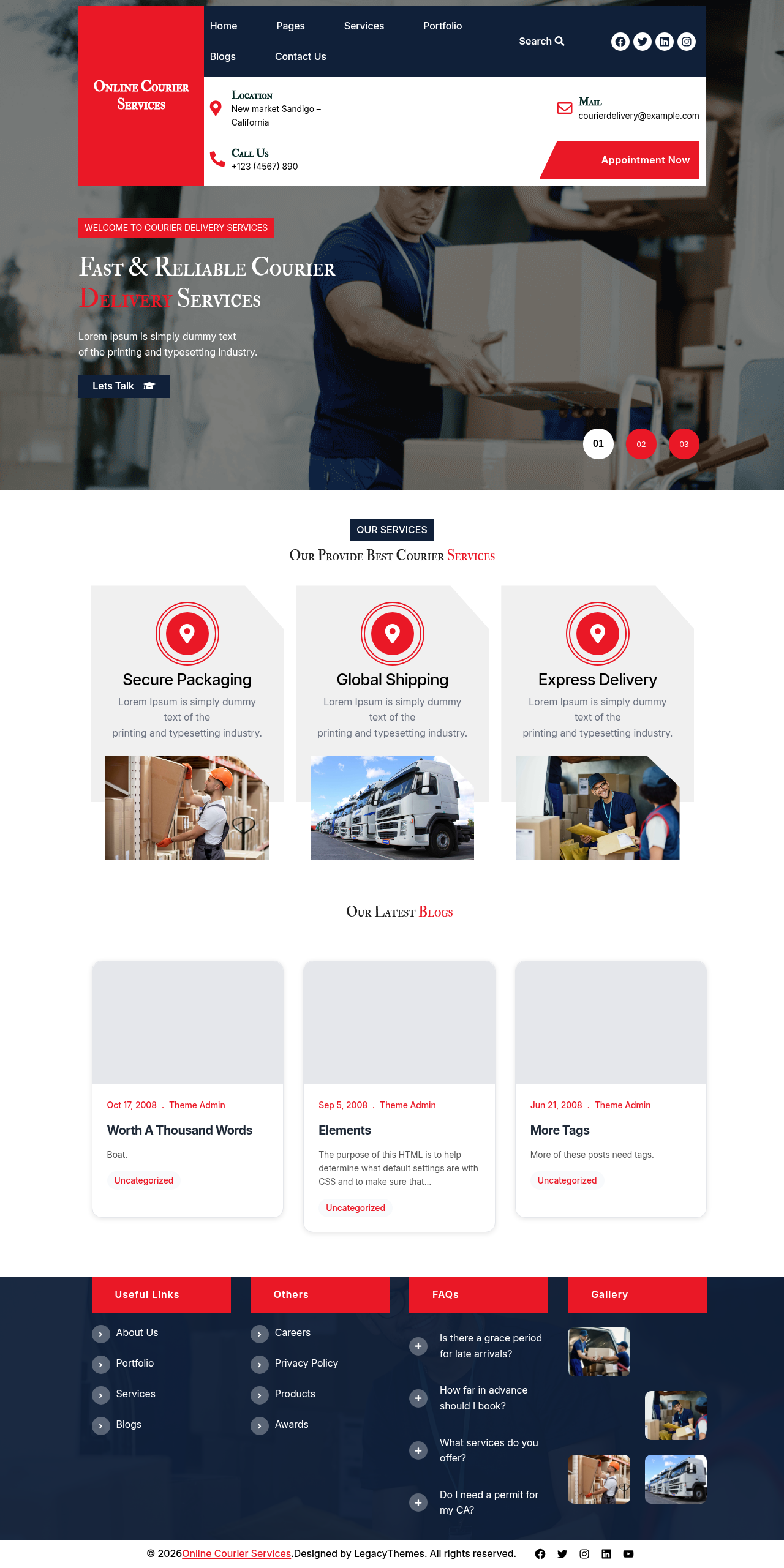 Десктоп (ниже) — Online Courier Services