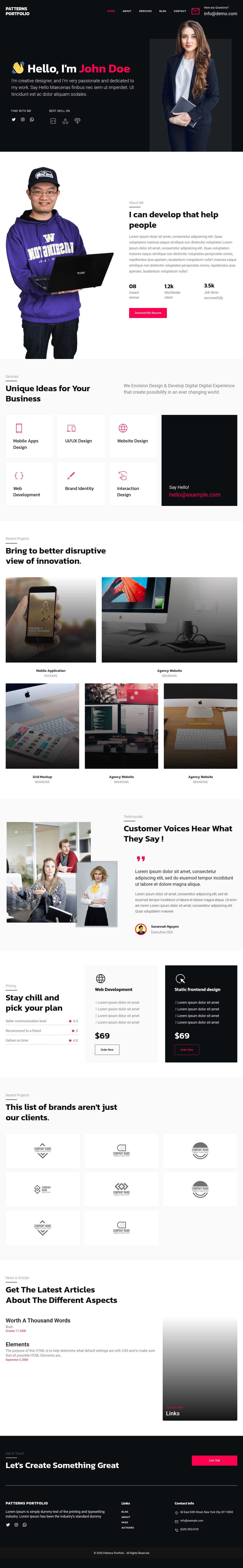 Десктоп (ниже) — Patterns Portfolio