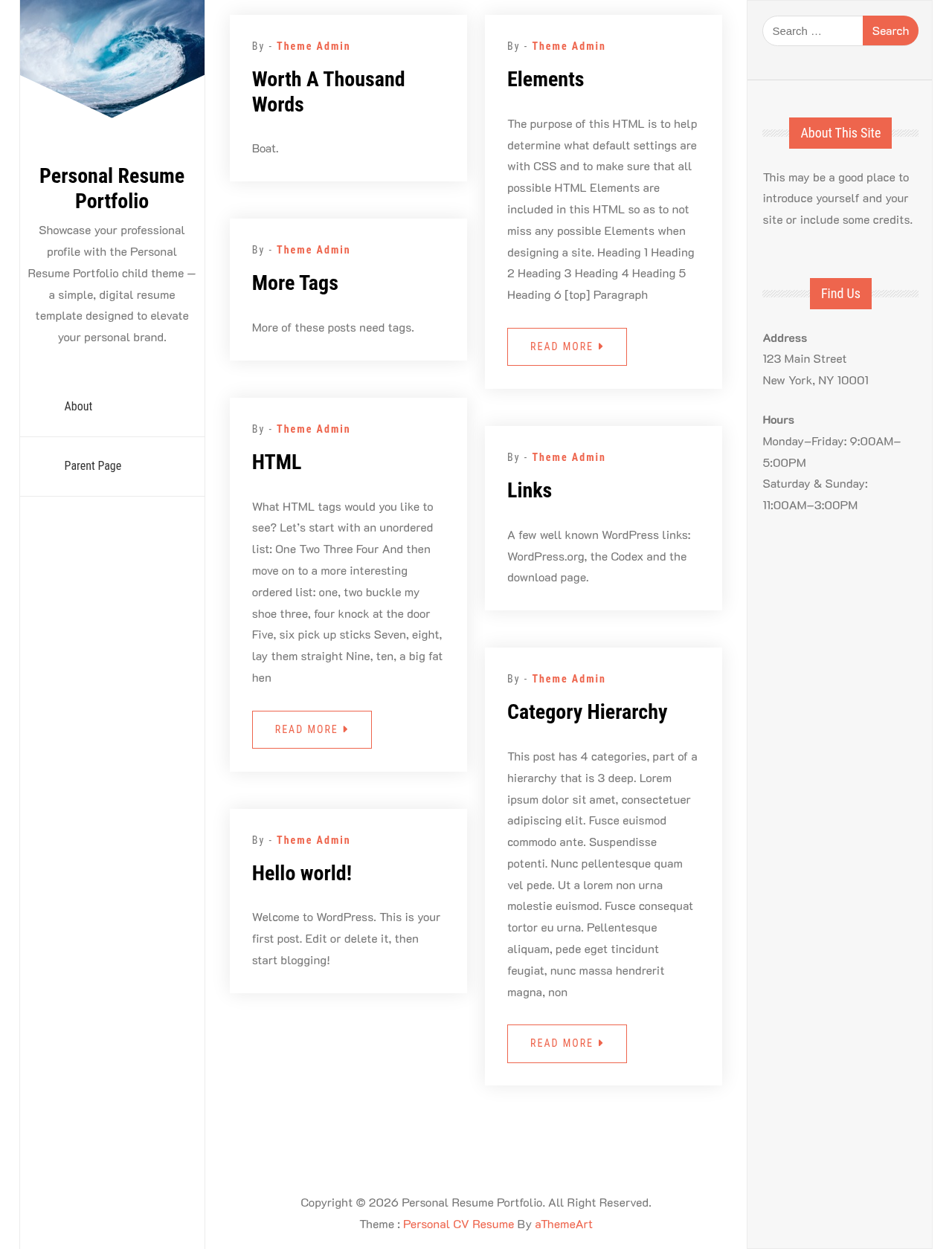 Десктоп (ниже) — Personal Resume Portfolio
