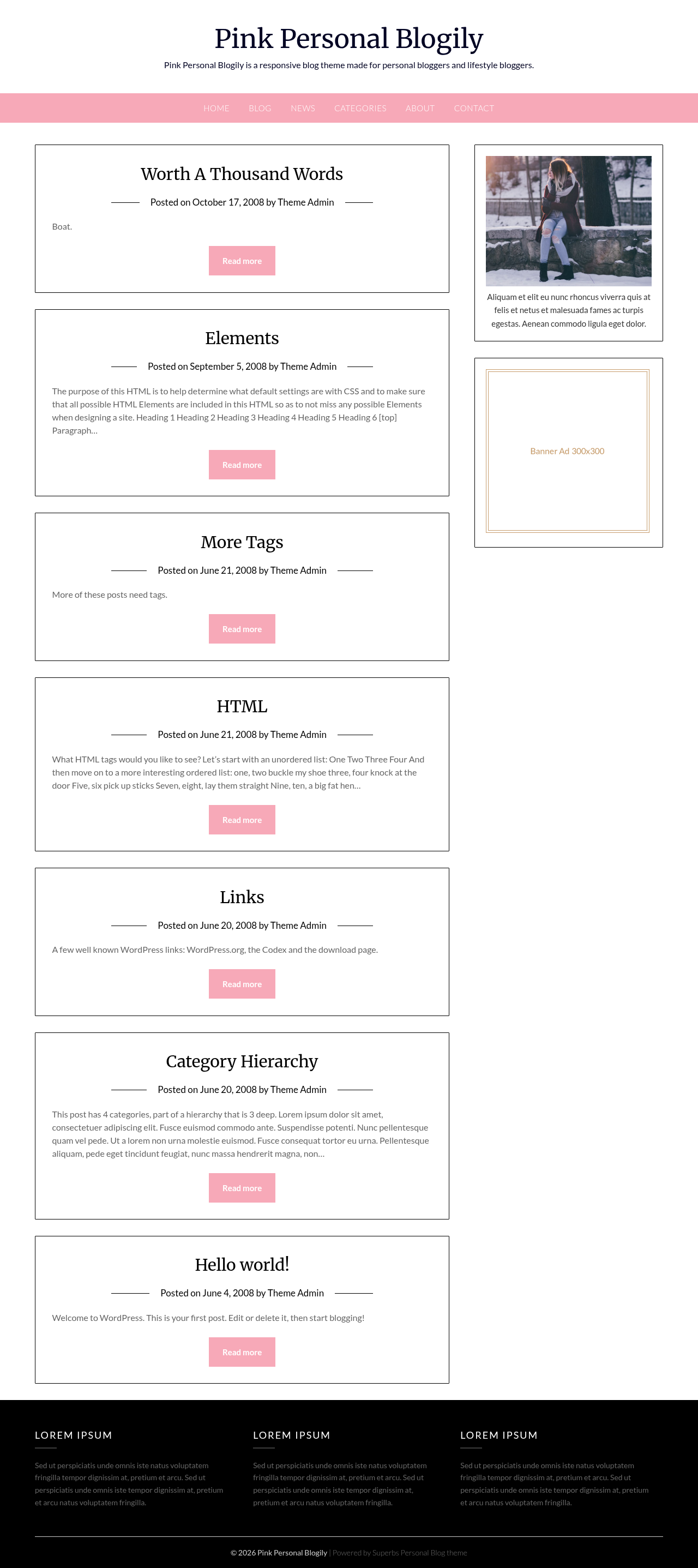 Десктоп (ниже) — Pink Personal Blogily