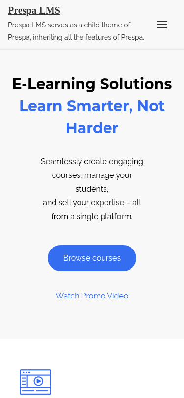 Мобильный вид — Prespa LMS