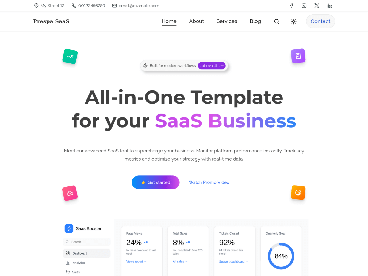 WordPress тема Prespa SaaS