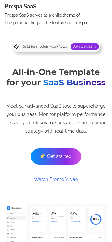 Мобильный вид — Prespa SaaS