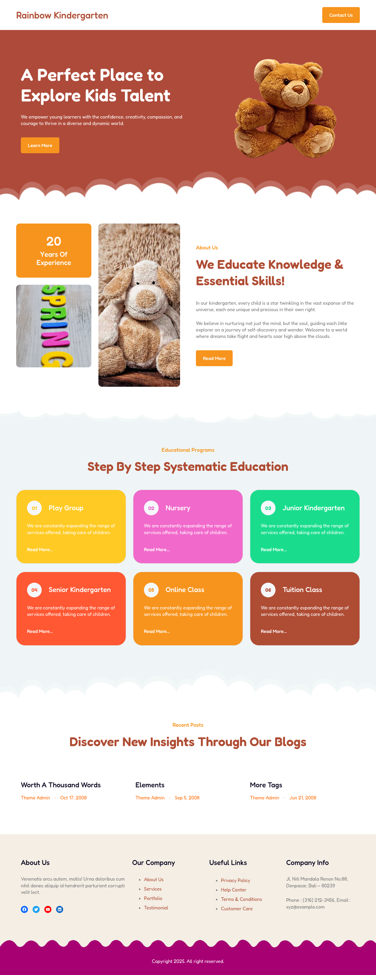 Десктоп (ниже) — Rainbow Kindergarten