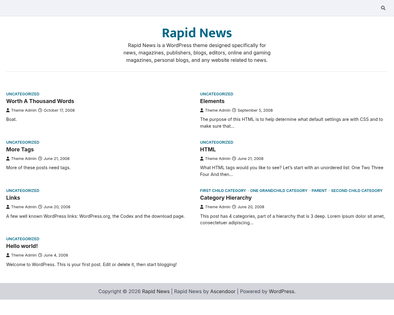 Десктоп (ниже) — Rapid News