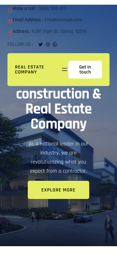 Мобильный вид — Real Estate Company