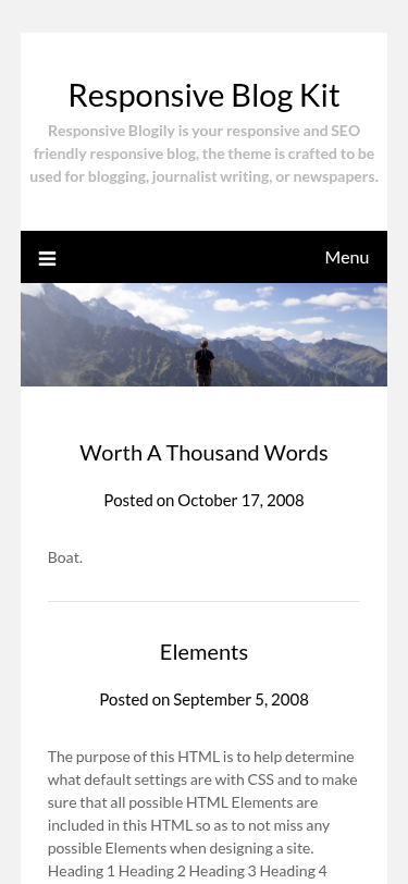 Мобильный вид — Responsive Blog Kit