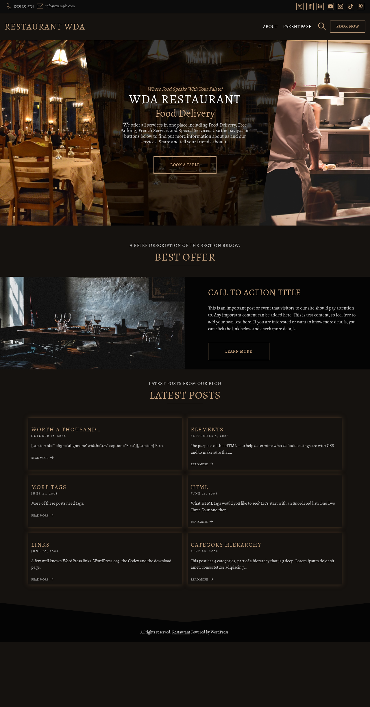 Десктоп (ниже) — Restaurant WDA