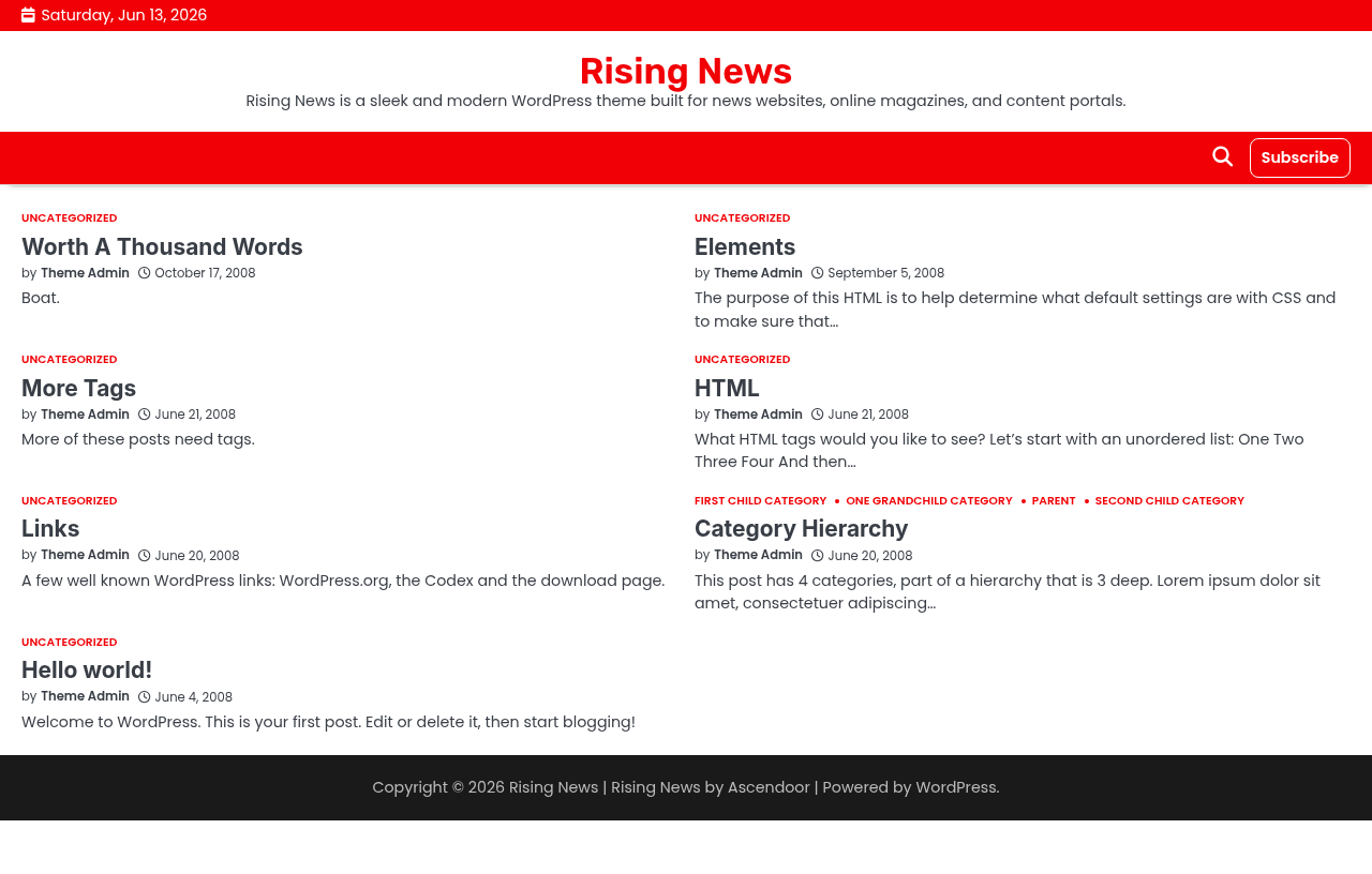 Десктоп (ниже) — Rising News