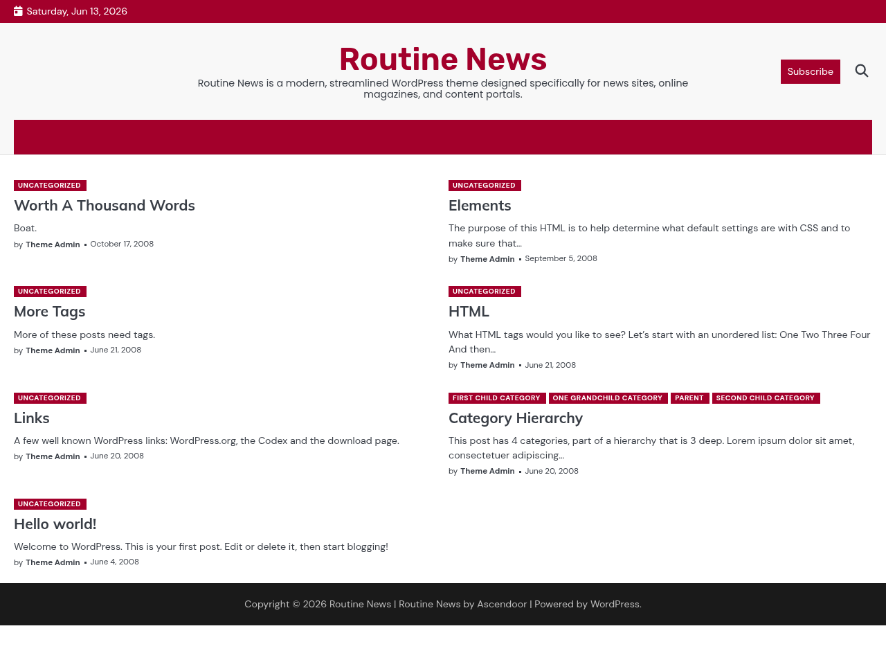 Десктоп (ниже) — Routine News