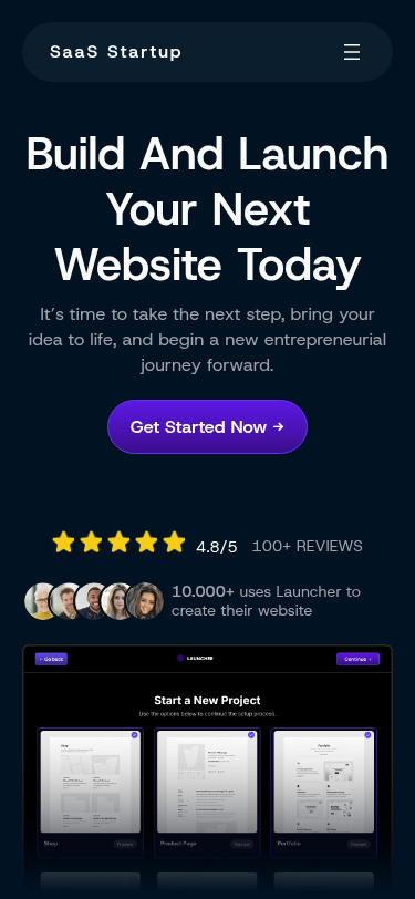 Мобильный вид — SaaS Startup