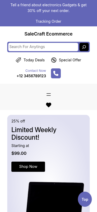 Мобильный вид — SaleCraft Ecommerce