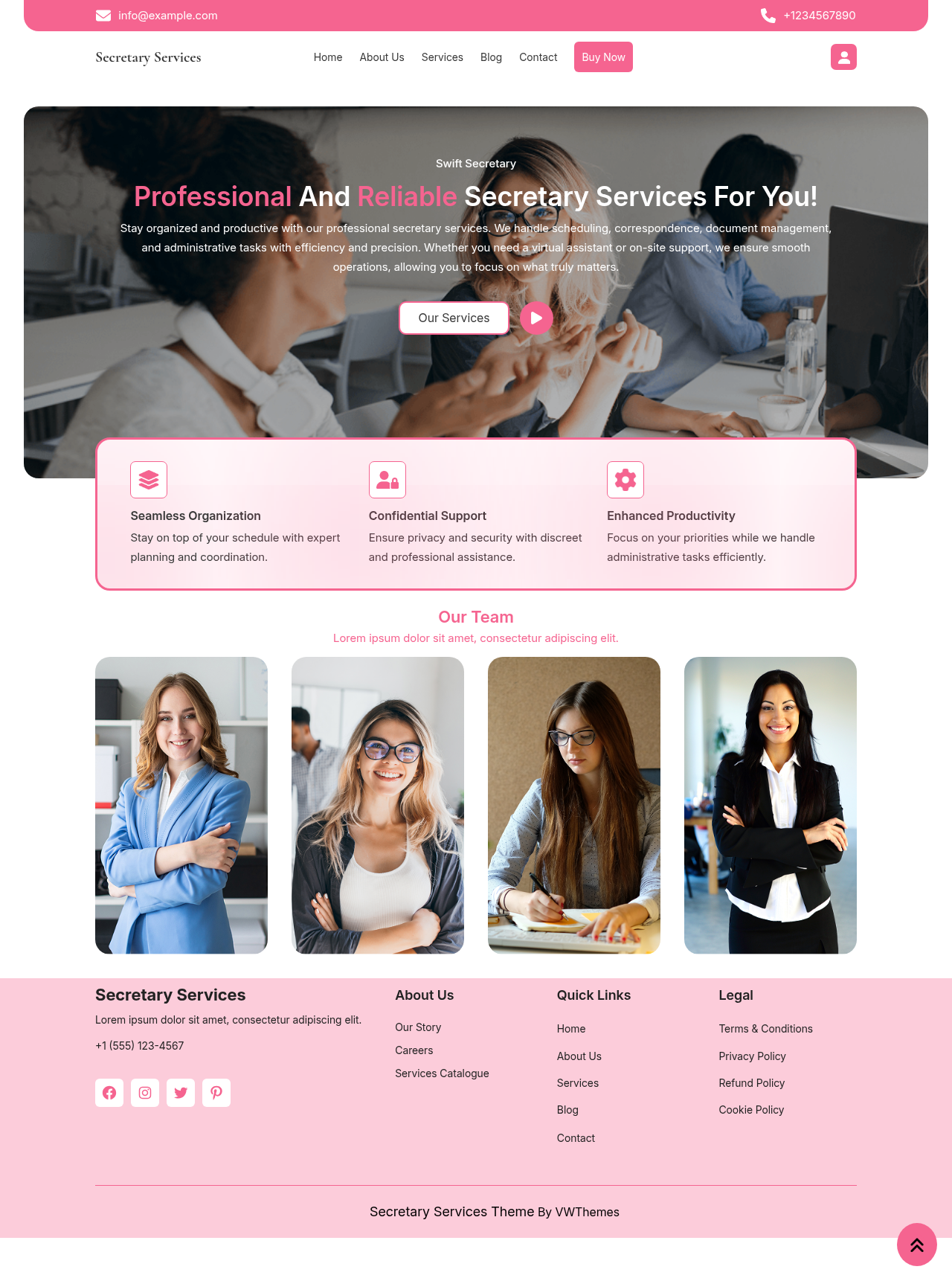 Десктоп (ниже) — Secretary Services