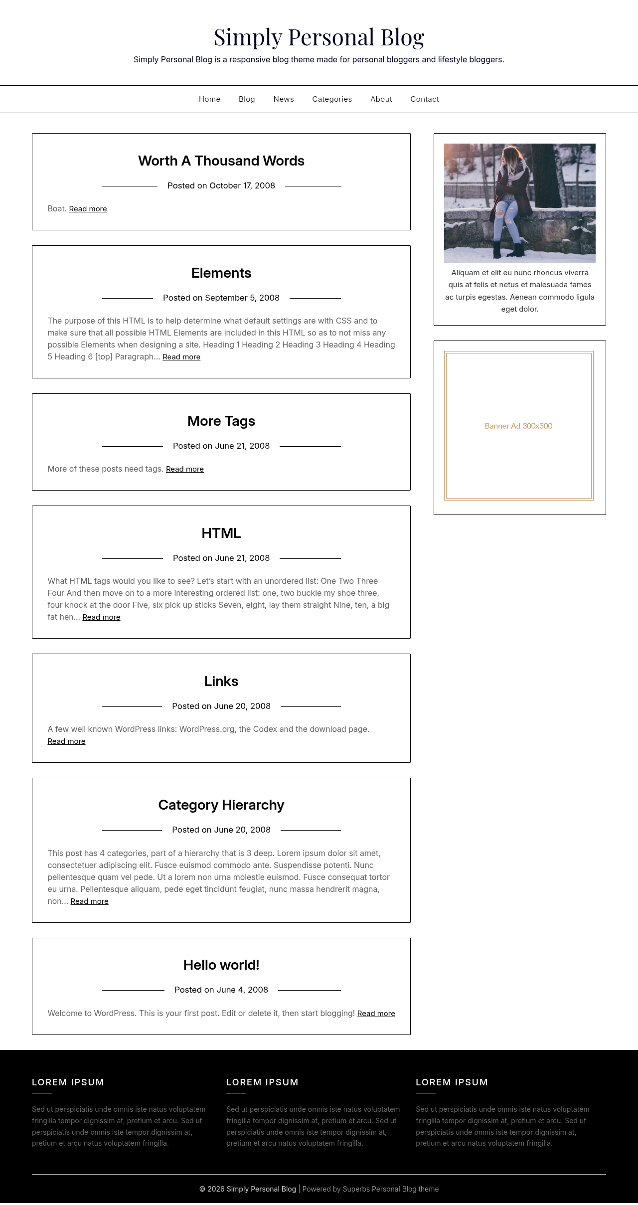 Десктоп (ниже) — Simply Personal Blog
