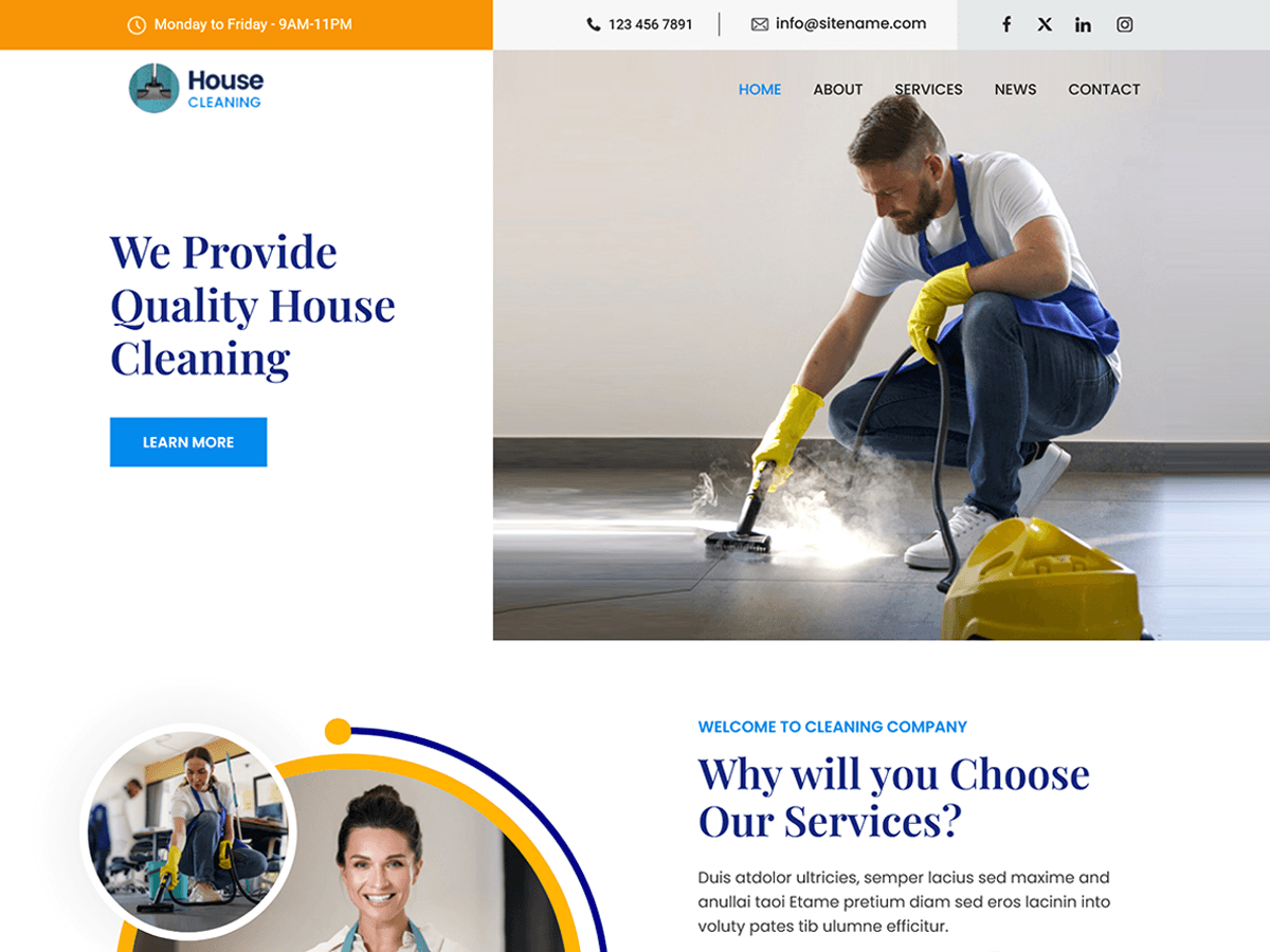 Тема SKT Cleaning Company для WordPress