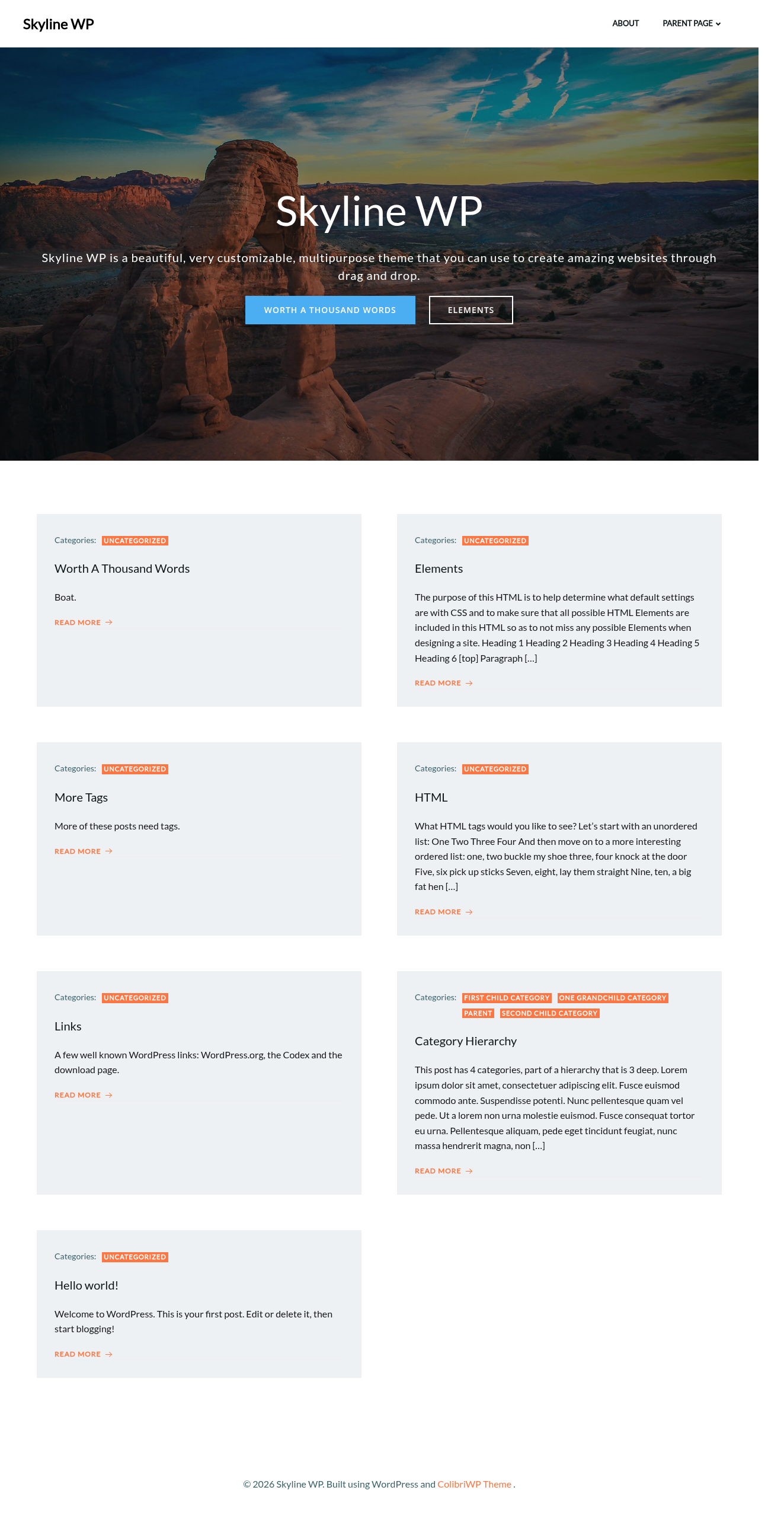 Десктоп (ниже) — Skyline WP