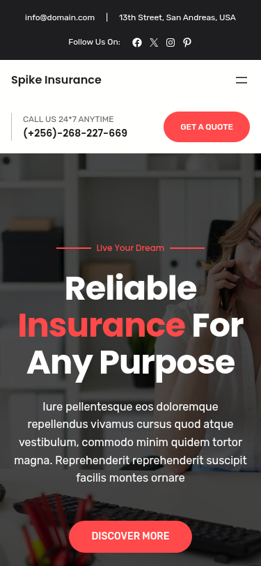 Мобильный вид — Spike Insurance