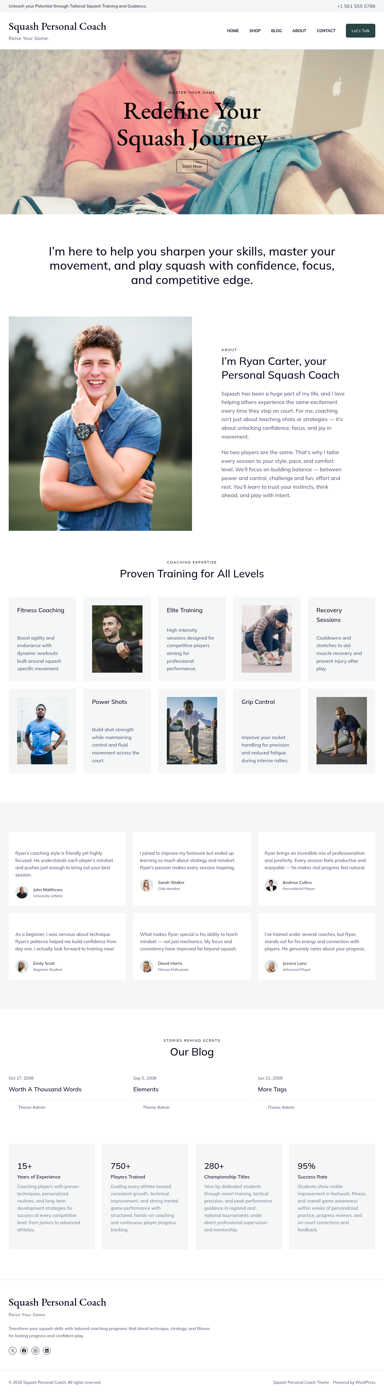 Десктоп (ниже) — Squash Personal Coach