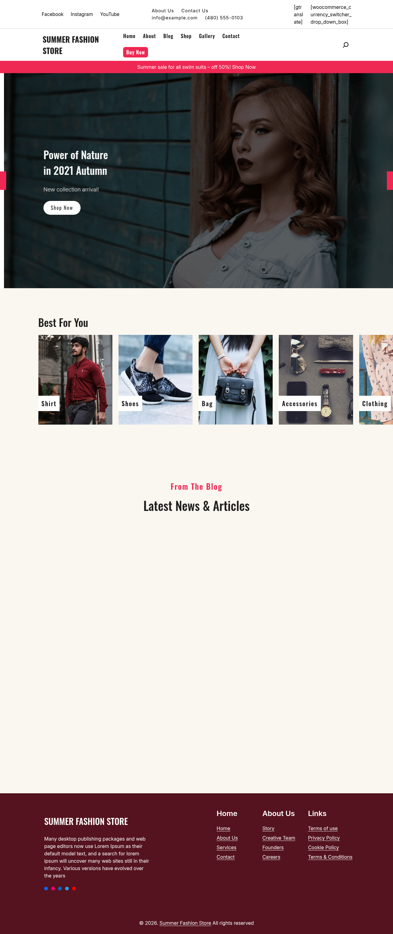 Десктоп (ниже) — Summer Fashion Store