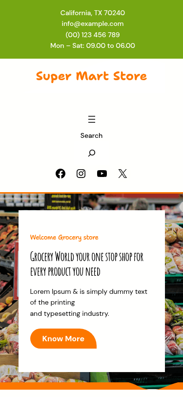Мобильный вид — Super Mart Store