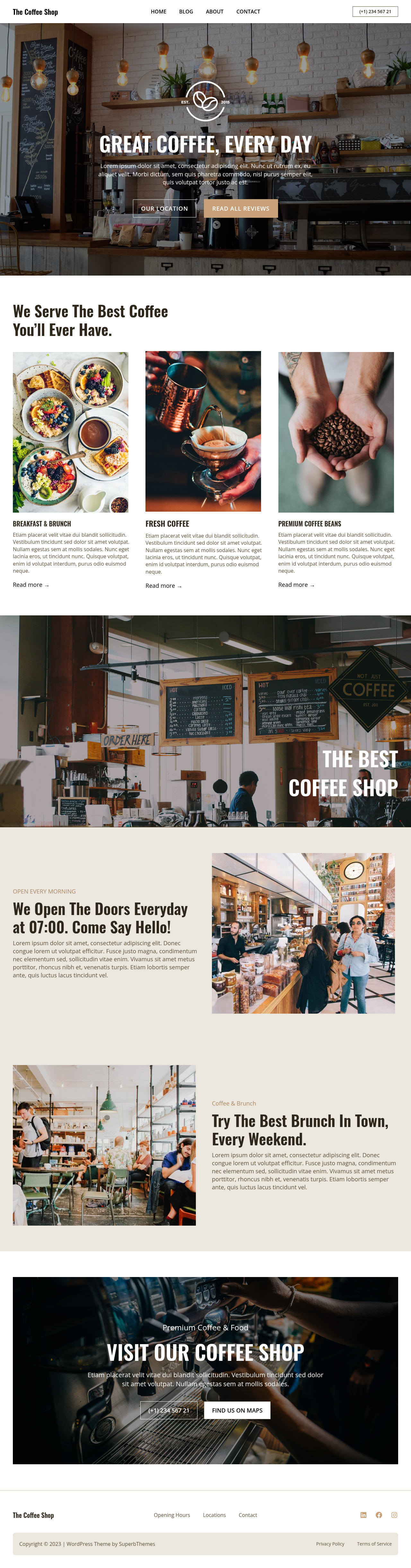 Десктоп (ниже) — The Coffee Shop