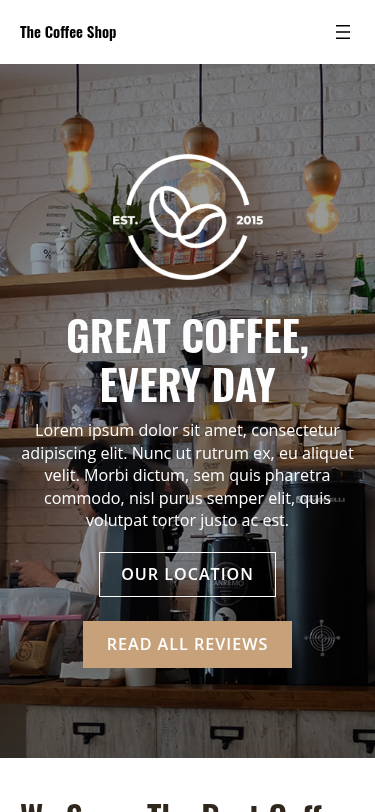 Мобильный вид — The Coffee Shop