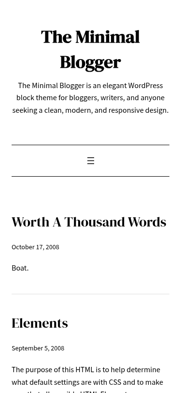 Мобильный вид — The Minimal Blogger