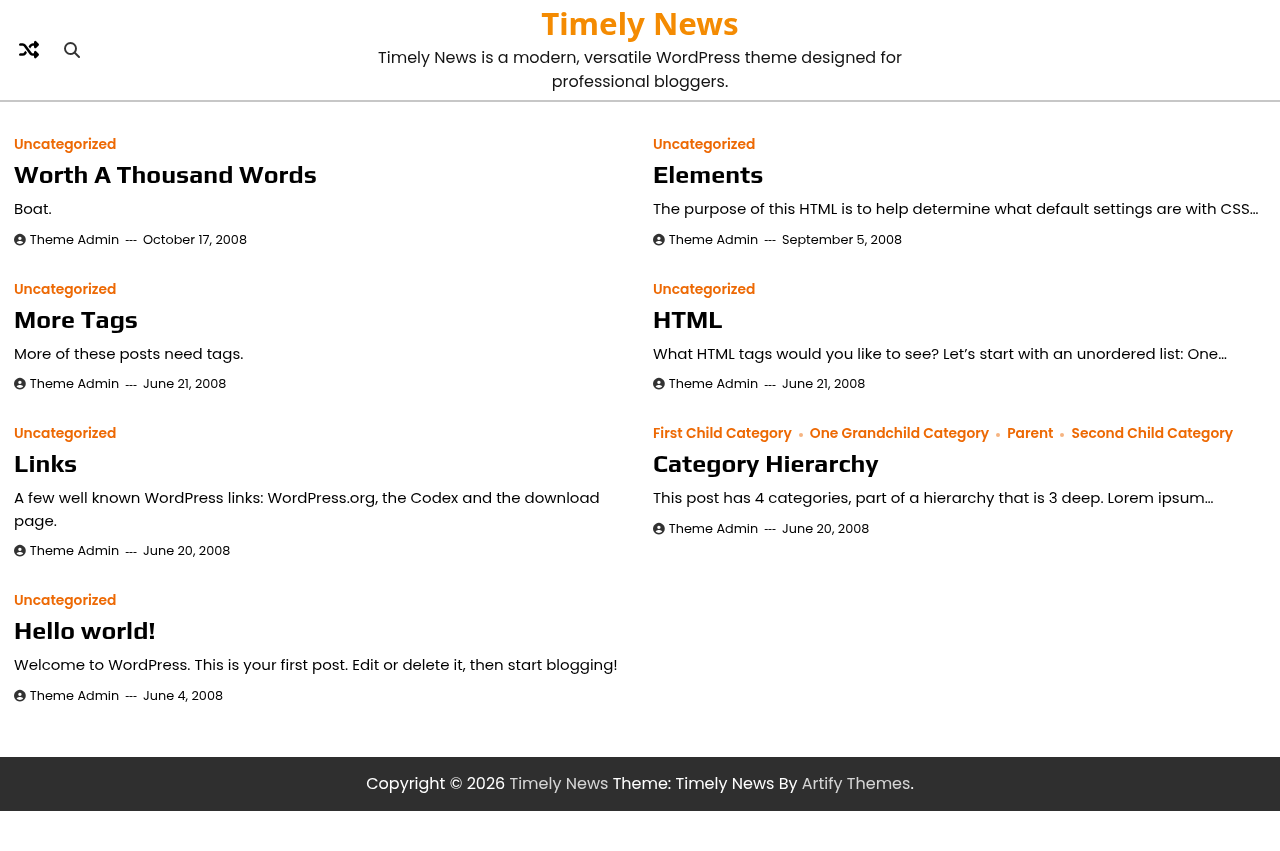 Десктоп (ниже) — Timely News